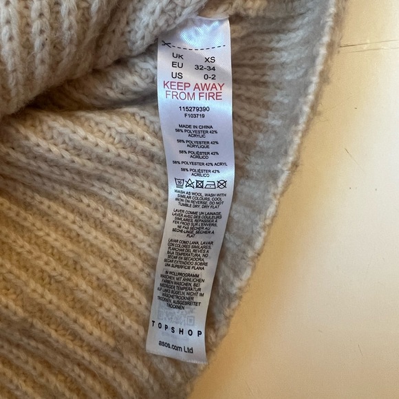 TOPSHOP Size Small Beige Stand Collar Knit Pullover - Picture 9 of 9